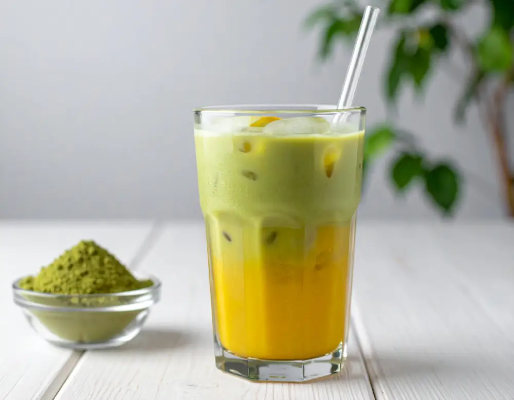 Iced Mango Matcha Latte Rezept - Matcha-Latte mit Mangosaft | Dilos Kitchen