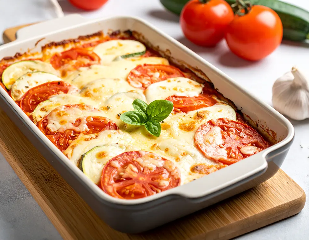 Tomaten-Zucchini-Auflauf mit Mozzarella Rezept bei Dilos Kitchen
