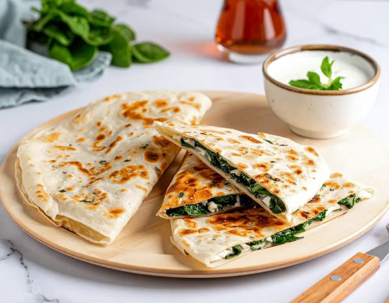 Gözleme mit Käse und Spinat - Rezept bei Dilos Kitchen