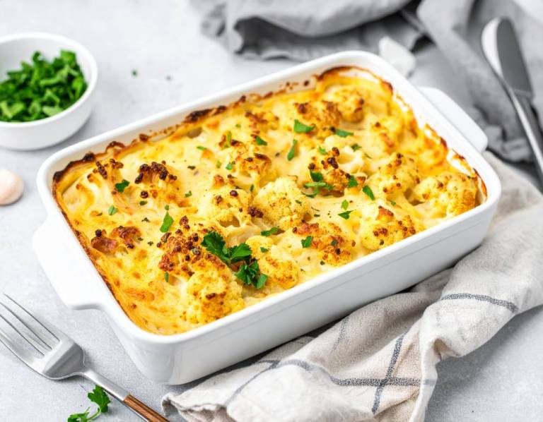 High-Protein Blumenkohl-Hähnchen-Auflauf mit Skyr - Low-Carb Rezept bei Dilos Kitchen