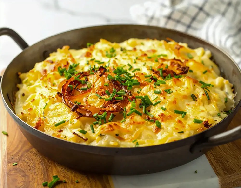 Schnelle Käsespätzle mit Röstzwiebeln – einfaches Rezept