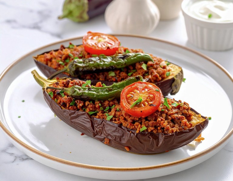 Karniyarik (Gefüllte Auberginen mit Hackfleisch) - Türkisches Rezept bei Dilos Kitchen