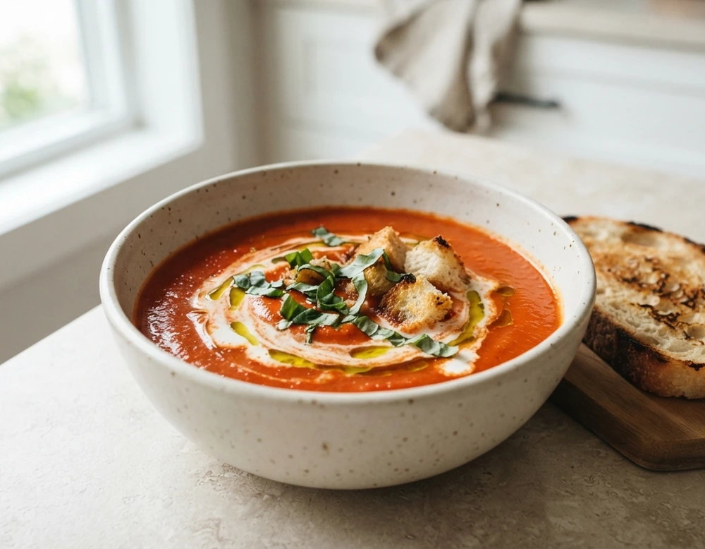 Tomatensuppe mit Basilikum