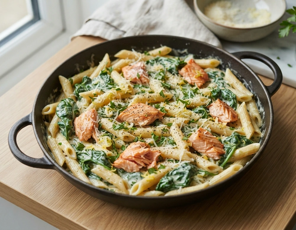 Lachs-Spinat-Pasta