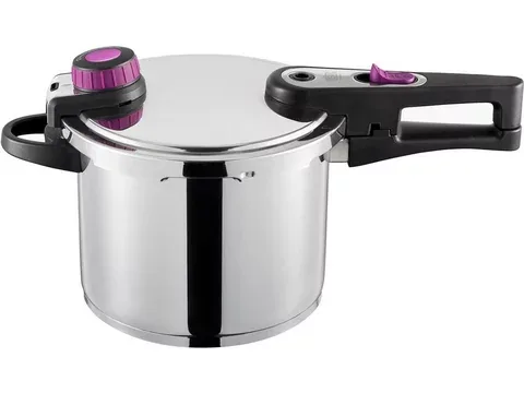 GSW Schnellkochtopf System Plus, Edelstahl 18/8 (1-tlg), Dampfkochtopf, Ersatzdichtungsring und Einsatz, Ø 22cm, 6 L, Induktion