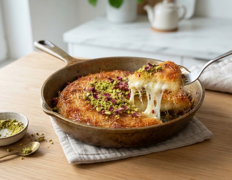 Künefe – knuspriger Kataifi mit geschmolzenem Käse und Sirup