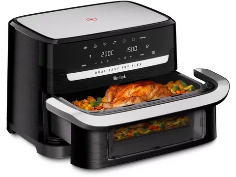 Tefal Heißluftfritteuse Easy Fry Flex, Flex-Cook-Technologie dank Schnelltrennwand, Giantzone, 2700 W, 7 voreingestellte Programme, zeit- und energiesparend, EY9228