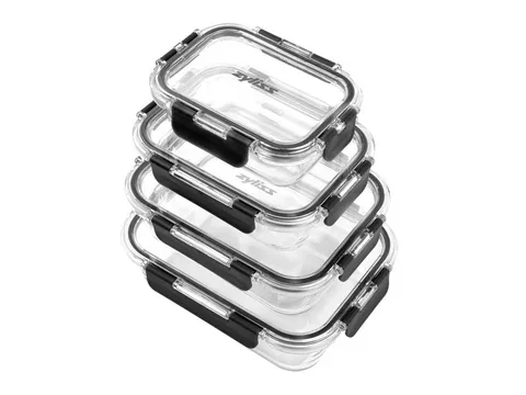 zyliss Vorratsdose Set Glas Vorratsbehälter, Borosilikatglas, (Spar-Set, 4-tlg., 4x Vorratsglas, Länge = 23 cm / 21 cm / 18 cm / 15 cm), anhaltender Geschmack für dauerhaften Genuss, 4 Größen im Set